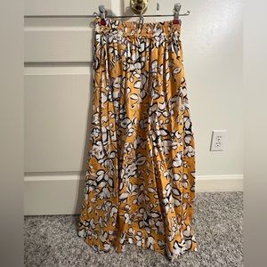 BURU Smocked Waist Midi Skirt in Marigold